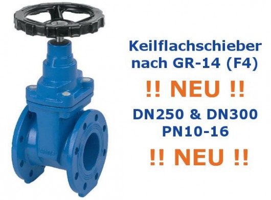 Flachschieber aus Sphäroguss weichdichtend DN300